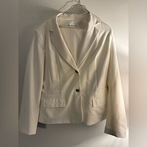 Calvin Klein Blazer | Size 14 | Ivory / Cream | Tailored Career Jacket